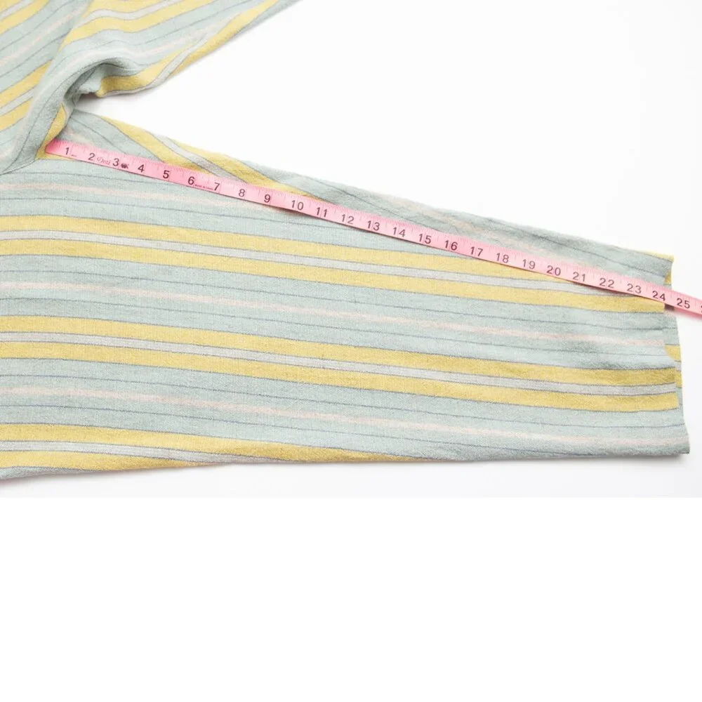 Soft Surroundings Caldera Stripe Pants Linen Blend Cropped Aqua Blue Size 16 - Picture 5 of 6